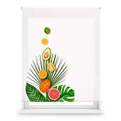 Imagen de Blindecor Digital Cocina Estor Enrollable Translúcido con Estampado Impresión TropicalFruit 130 x 180 cm (Ancho por Alto) Tamaño de la Tela 127 175 Estores para Ventanas