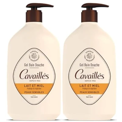 Imagen de ROGÉ CAVAILLÈS Milk &amp; Honey Nutre y protege la Piel Limpia suavemente sensible Sin jabón Plástico 100% reciclado Envase: 1L gel de baño ducha + eco recarga