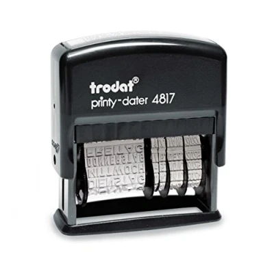 Imagen de Trodat Printy 4812 Sello con fecha (día de la semana en letra, texto alemán, altura 3,8 mm), color negro