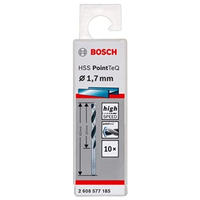 Imagen de Bosch Professional 10 brocas helicoidales HSS PointTeQ, para metal, 1.7 x 20 43 mm, accesorio de taladro