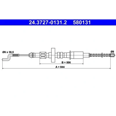 Imagen de ATE 24.3727 0131.2 Cable de Freno Mano 844 VOLKSWAGEN: TRANSPORTER 4, 4 Bus norauto, oscaro, mister auto
