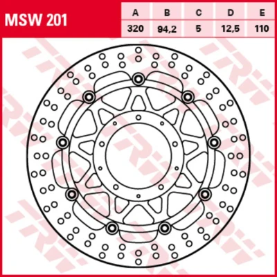 Imagen de TRW MSW201 Disco de freno 320 5 Aluminio, Acero