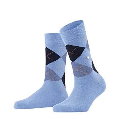 Imagen de Burlington Queen Rautenmuster Logoemblem Calcetines, Mujer, Talla: 36 41, Hellgrau dunkelgrau marine