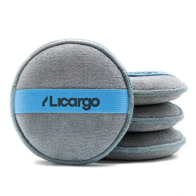 Imagen de LICARGO® 4X Esponjas Aplicadoras Aplicadores de Microfibra para Distribuir Uniformemente Productos Pulido, Cera y Mantenimiento