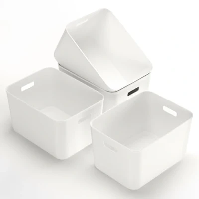 Imagen de Cetomo 17L* 4 Cesta de almacenamiento, contenedores organizadores domésticos con asas para cocina, oficina, encimeras, armarios, dormitorios y baños