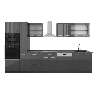 Imagen de Vicco Cocina completa &quot;R Line&quot;, Antracita brillo intenso/antracita, 350 cm , ET