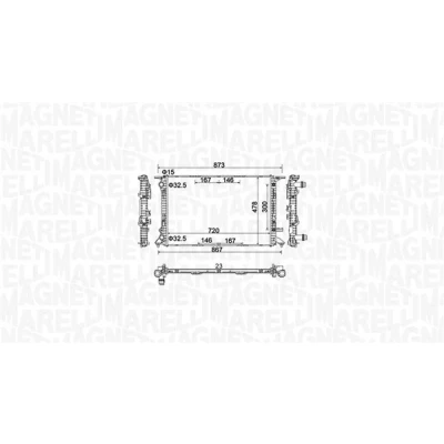 Imagen de MAGNETI MARELLI 350213152100 Radiador, refrigeración del motor 720 478 23 Aletas unidas mecánicamente AUDI: A5 B8 Coupé, A4 Avant, Q5