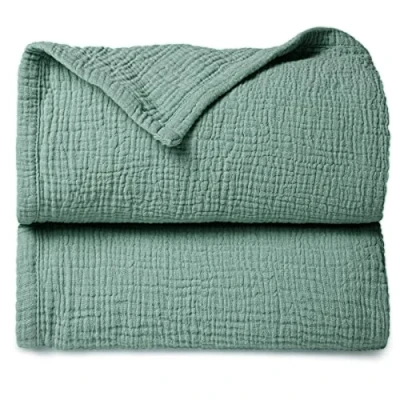 Imagen de Lulu moon Manta de Muselina para Bebé Unisex Niños Cómodo Cochecito 120x120cm(Verde Oscuro)