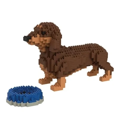 Imagen de Atomic Building Perro Marrón Dachshund Figura para ensamblar con nanoblocs. 798 Piezas.