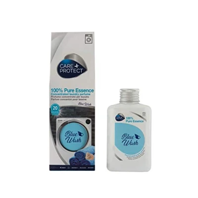 Imagen de CARE + PROTECT Blue Wash, Esencia 100% Pura, Fragancia de Lavandería para Lavadoras, Concentrada Ropa y Ropa, Fórmula Activa Larga Duración, hasta 5 semanas, 20 ciclos, 100ml