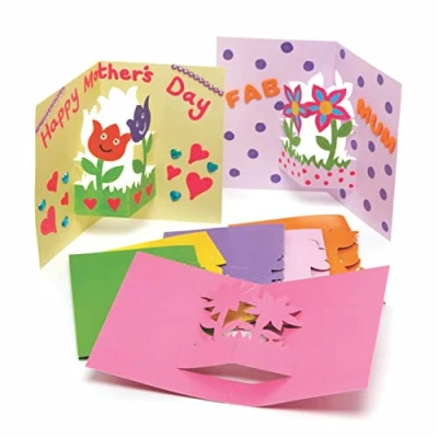 Imagen de Baker Ross Tarjetas Pop Out de Flores Paquete 10, Manualidades para Niños (AX879)