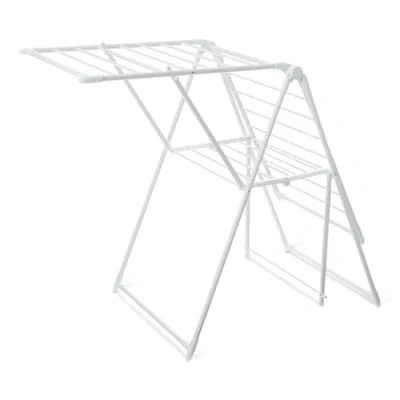 Imagen de Amazon Basics Tendedero Plegable de Metal 2 alas, 1,54 x 0,59 0,99 m, Color Blanco