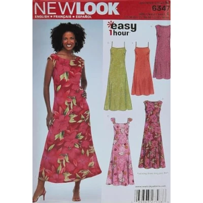 Imagen de New Look Patrón de Costura 6347: Vestidos Mujer, Talla A, Algodón, Multicolor, A (10 12 14 16 18 20 22)