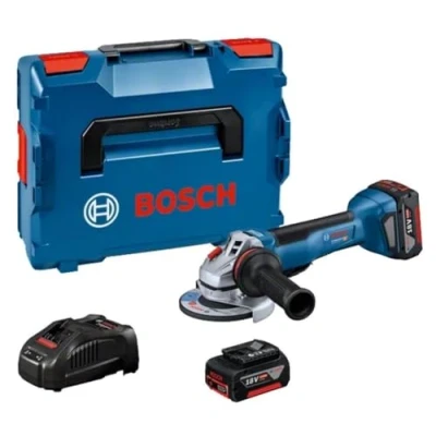 Imagen de Bosch Professional 18V System GWS 10 P Amoladora angular a batería (Brushless, Ø 125 mm, 9000 rpm, interruptor PROtection, 2 baterías 5.0Ah, en L BOXX)