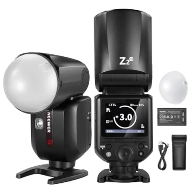 Imagen de NEEWER Z2 N 2.4G TTL Flash Speedlite Cabeza Redonda Compatible con Nikon, 76Ws 1/8000s HSS Difusor, 2 Lámparas Modelar, Interfaz Mejorada, Tecla Palanca TTL/M, 3000mAh Batería, 600 Potencia