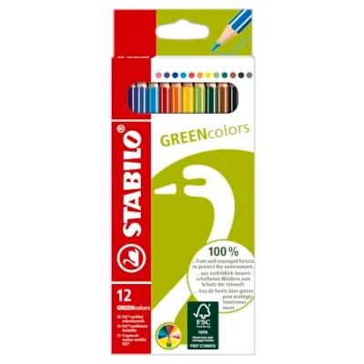 Imagen de Lapices de colores stabilo green colors con certificado fsc estuche carton 12 unidades surtidos