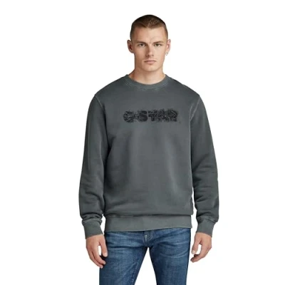Imagen de G STAR RAW Sudadera con Logotipo R Desgastado, Negro Dk Black GD D24410 d575 b564, S para Hombre