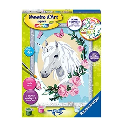 Imagen de Ravensburger Número de artes medianas, diseño unicornio floral