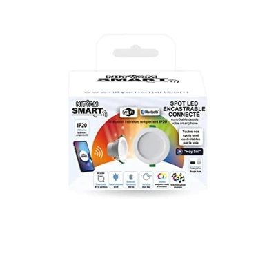 Imagen de Nityam SMART Foco LED conectado Wi Fi empotrable redondo 5W 400 lúmenes Color de iluminación multicolor (RGB) + cambio blancos (CCT) Compatible con Amazon Alexa, Google Home y Siri