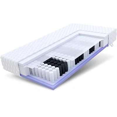 Imagen de FDM KEPLERH4 080 200 JERSEY Colchón de muelles ensacados, Espuma Poliuretano, Blanco, 80 x 20 cm