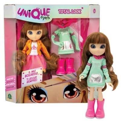 Imagen de UNIQUE EYES GIOCHI PREZIOSI Muñeca articulada de 25 cm Altura, con Ojos Grandes mágicos y Profundos, Sigue tu Mirada, Sophia Fashion Doll Extra Outfit, para niñas a Partir 3 años, MYM01200