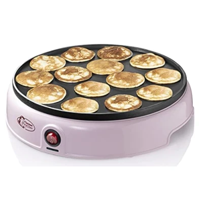 Imagen de Bestron Poffertjes Maker in Retro Design, Mini Pancake Maker, con revestimiento antiadherente, Sweet Dreams, 800 W, Color: Rosa