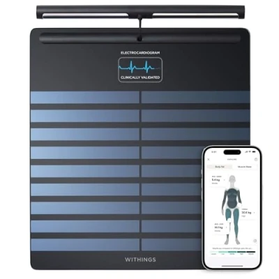 Imagen de WITHINGS Body Scan báscula wi fi conectada para mejorar su salud, de medidor impedancia, análisis composición corporal, grasa masa muscular, agua, electrocardiograma.