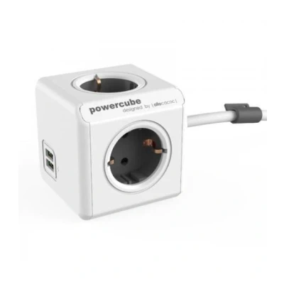 Imagen de Regleta PowerCube BXPC1400 Gris, 4 tomas + USB, alargo