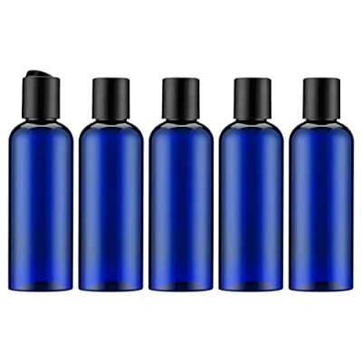 Imagen de Livfa Botellas vacías de 100ml con tapa abatible, botella viaje disco (5 piezas), recipiente plástico vacío para cosméticos