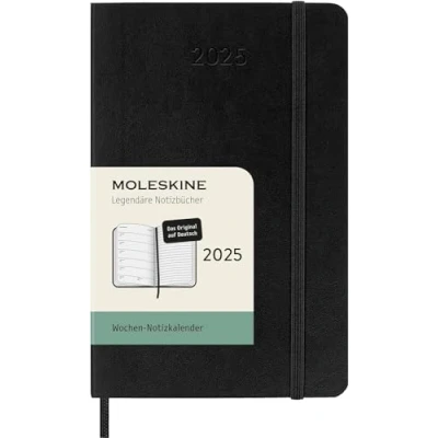 Imagen de Moleskine Weekly Planner, Agenda Semanal con Espacio Para Notas 12 Meses 2025, Tapa Blanda y Cierre Elástico, Color Negro, IdiomaAlemán, FormatoBolsillo 9x14 cm