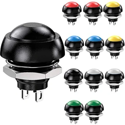 Imagen de Gebildet 12pcs 12mm Impermeable Pulsador Momentaneo SPST ON/OFF 3A/3V 5V 9V 12V 24V 230VAC, Provisional Mini Botón para Trompeta de Coche, PC, Lámpara Mesa, Timbre Casa