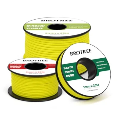 Imagen de Brotree Cuerda Elástica 2mm x 20m Hilo Elastico de Goma para Bricolaje, Manualidades, Costura, Abalorios, Pulseras y Tienda Amarillo Fluorescente