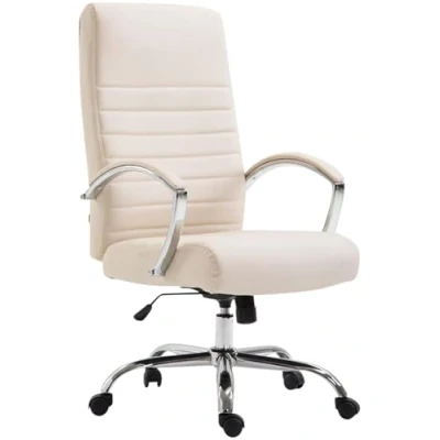Imagen de CLP Silla De Oficina XL Valais Tapizada En Simil Cuero &amp; Base con Ruedas I Ordenador Giratoria Regulable Altura, Color:Crema