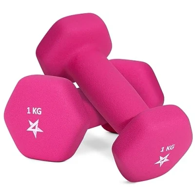 Imagen de Yes4All GJEK Juego de mancuernas hexagonales neopreno, 1 KG x 2, Rosa