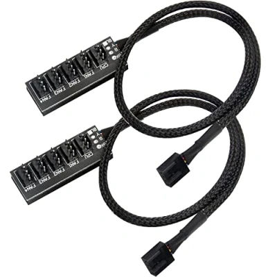 Imagen de HuaLiSiJi Fan Splitter 4 Pin, Ventilador PC PWM Controller, 12 V 4/3 Pin HUB Ventiladores PWM, 5 Control de Velocida (5 Puertos 2Pcs)