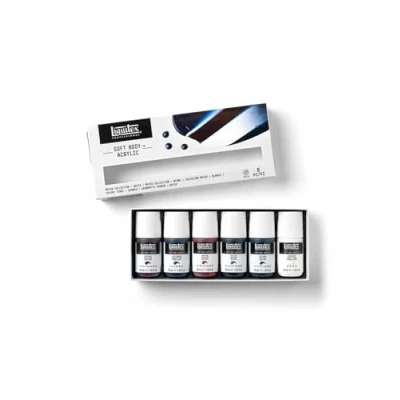 Imagen de Liquitex Soft Body Set de pintura acrílica profesional 6 botes 59ml &quot;Muted Collection + blanco&quot;