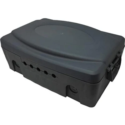 Imagen de POLY POOL PP2605 Caja Impermeable Eléctrico desde Externo Negra Cubre Ladrón Alimentador Tomas Timer Protección con Agujeros para Instalación de Pared