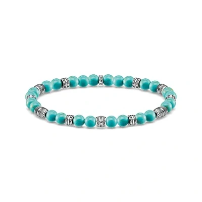 Imagen de THOMAS SABO Pulsera unisex con talismán turquesa, Plata de ley 925, ennegrecida, A1923 878 17, 17 cm, Gema ley, Turquesa creada