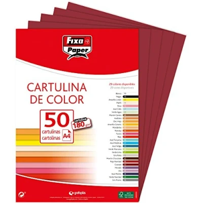 Imagen de Fixo Paper 11110350 Paquete de cartulinas A4 50 unidades color granate, 180g