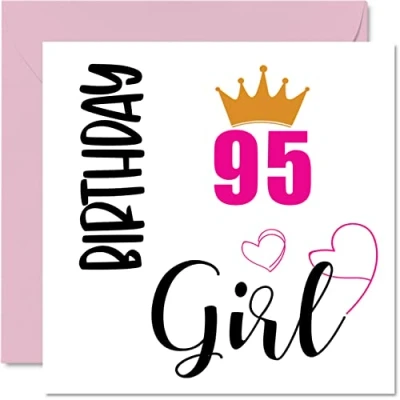 Imagen de Stuff4 Tarjeta de cumpleaños 95 para mujeres, tarjetas mujer años, gran abuela, niñera, madrastra, tía, 145 mm x mm, noventa y cinco quinto