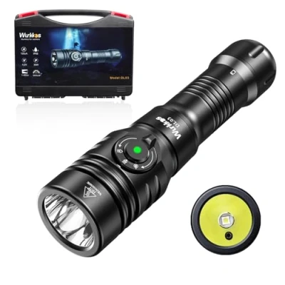 Imagen de Wurkkos DL03 Linterna de Buceo,2800 Lumen Buceo Recargable Con Luz Blanca,Luz Verde,480 Metros Alcance,IPX8 Impermeable,Linterna Submarina Para Cuevas Submarinas Profundas