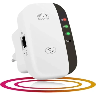 Imagen de MKOIJN Repetidor WiFi, 300Mbps Extensor Amplificador WiFi 2.4GHz con Repertidor/Ap Modo y la función WPS, Señal de Red Puerto Ethernet e Interfaz Alimentación