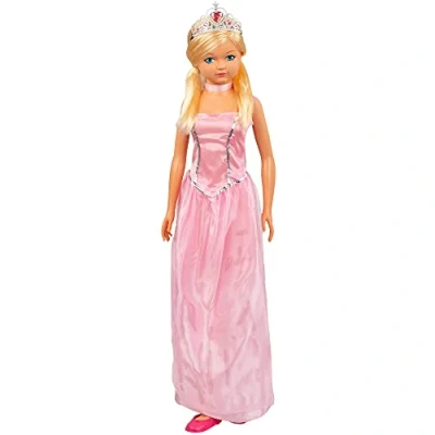 Imagen de ColorBaby 43993 Muñeca Grande, Princesa, Juguetes niños y niñas 3 años, para peinar, articuladas, Zapatos, Corona, Princesa Maria, Altura 105 cm