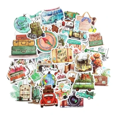 Imagen de pegatinas scrapbooking stickers for laptop viajes retro journal