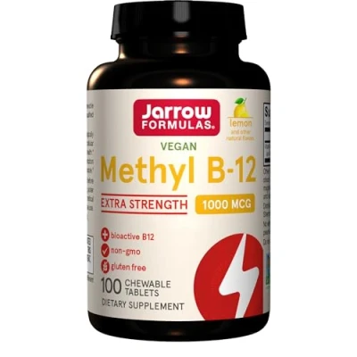 Imagen de Jarrow Formulas, Methyl B12, 1.000mcg, Depósito de 2 Días, Sabor Limón, 100 Comprimidos Masticables veganos, Probados en Laboratorio, Sin Gluten, Vegetarianos, Soja, OGM