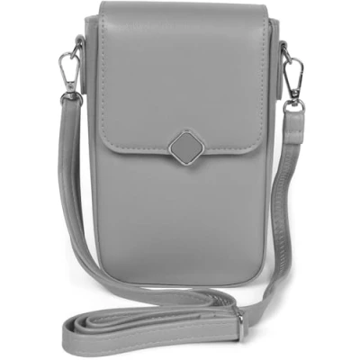 Imagen de styleBREAKER Bolso bandolera unicolor con cierre magnético, 8 ranuras para tarjetas botón de presión, cruzado 02012399, color:Gris