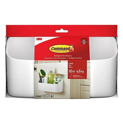 Imagen de Command Organizador Grande de 10 Libras con 4 Tiras, 25.2 cm x 8.6 13.1 cm, Resistente para Colgar sin daños organizar Suministros Limpieza, Armario y despensa, Color Blanco