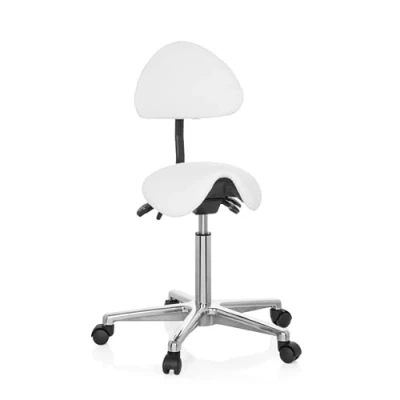 Imagen de hjh OFFICE 608900 Taburete de Trabajo Top Work 20 Blanco, Silla Montar, Respaldo con Ajuste Altura