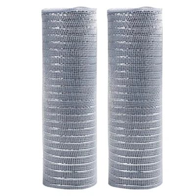 Imagen de Euvoym 2 rollos de cinta malla poliéster para decoración Navidad 10 pulgadas x yardas, metálica, lámina árbol Navidad, guirnaldas,