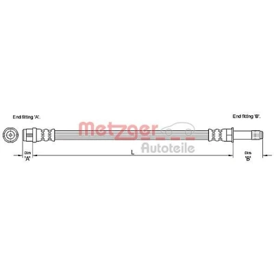 Imagen de METZGER 4110275 Latiguillos de Freno Eje delantero, izquierda, derecha 497 MERCEDES BENZ: Vito Mixto, Viano